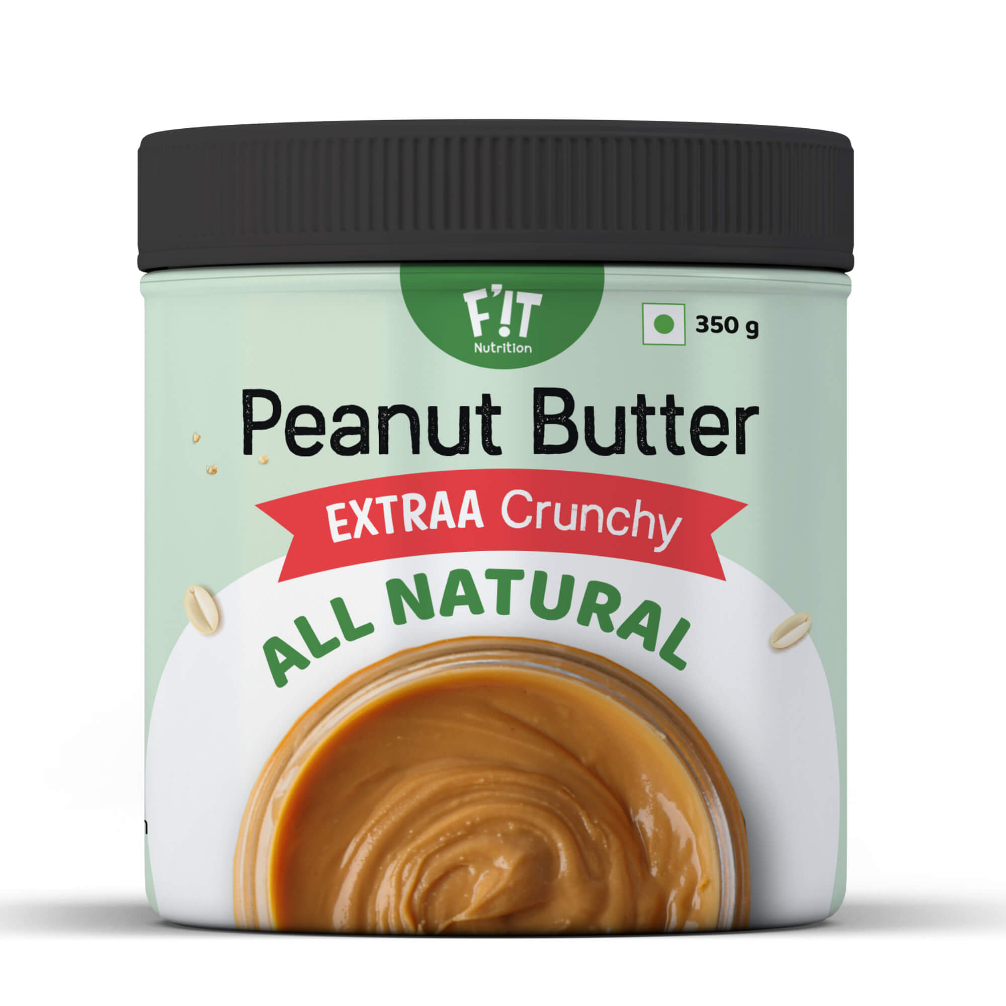 

F'iT Nutrition Natural (Unsweetened) Peanut Butter EXTRAA Crunchy, No Sugar No Salt No Preservatives Rich in Protein Vegan Gluten Free 350g