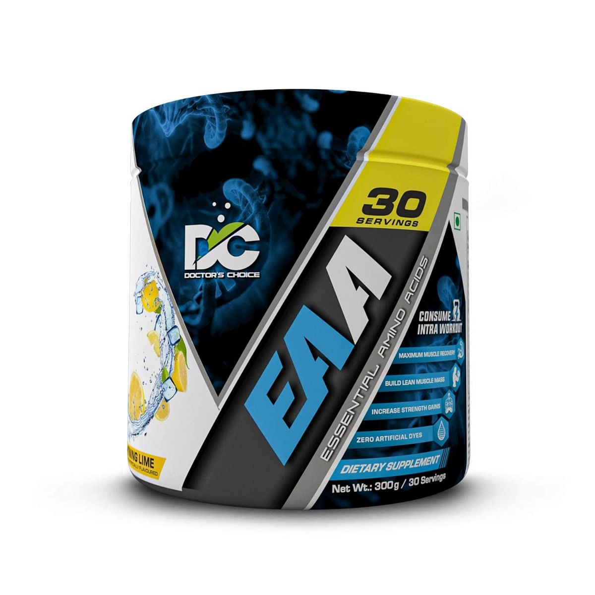 

DC DOCTOR'S CHOICE EAA (Essential Amino Acids) BCAA for Intra-Workout/Post Workout 300grams, Powder (Lime)