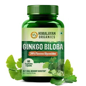 Himalayan Organics Ginkgo Biloba 500mg With Brahmi for Better Concentration, Memory & learning | Helps Anxiety & Stress | Healthy Blood Circulation - 60 Veg Capsules