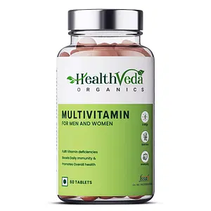 Health Veda Organics Multivitamin for Men and Women with Zinc, Vitamin C, Vitamin D3, Multiminerals & Ginseng Extract | 60 Veg Tablets | Enhances Energy, Stamina & Immunity | Supports Bone Health