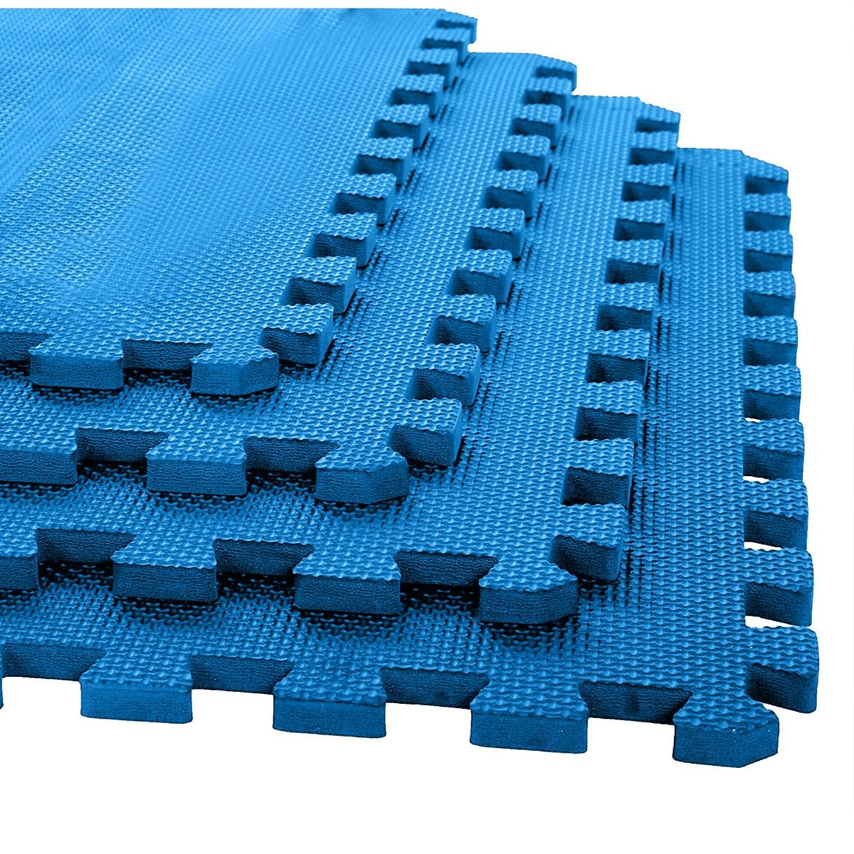 Xtrim Puzzle Exercise Mat EVA Foam Interlocking Tiles Kids Play Mat Protective Flooring for Gym Equipment Interlocking Foam Mat for Gym Home Play School 4 Tiles 8 Borders Covers 16 Sq.Ft. Blue