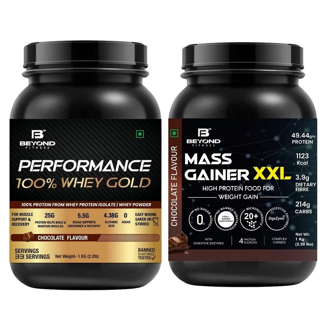 

Beyond Fitness Super Gain Gold Combo (100% Whey Gold Protein 1kg -Mass Gainer XXL 1kg)