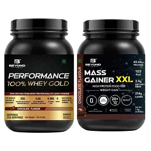 Beyond Fitness Super Gain Gold Combo (100% Whey Gold Protein 1kg -Mass Gainer XXL 1kg)