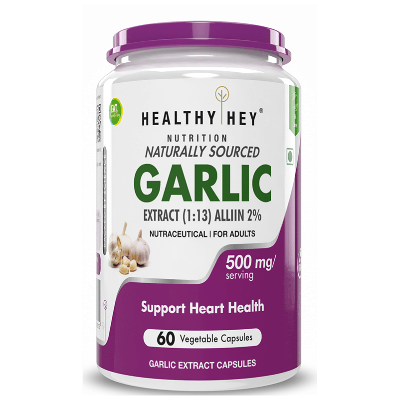 

HealthyHey Nutrition Odorless Garlic Extract 1:13 Allium Sativum - 500mg (60 Veg Capsules)