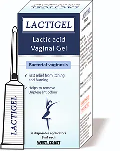 Westcoast Lactigel Lactic Acid Vaginal Gel |  eliminate signs of irritation in the vaginal area| 6 Disposable Applicators 8ml Each