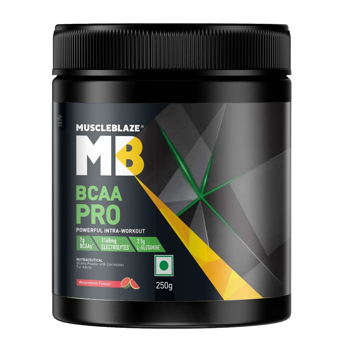 

MuscleBlaze BCAA Pro Powder, Powerful Intra Workout | With 7g Vegan BCAAs, 1168mg Electrolytes & 2.5g Glutamine (Watermelon, 250g, 16 Servings)