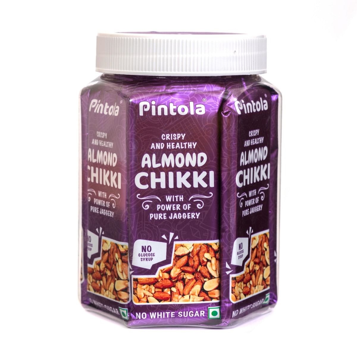

Pintola Almond Chikki Jar | Pack of 13 pcs (12+1 Chikki Extra) | Almond Bar,Made with Jaggery | No Glucose Syrup | No Preservatives | Gluten Free |...