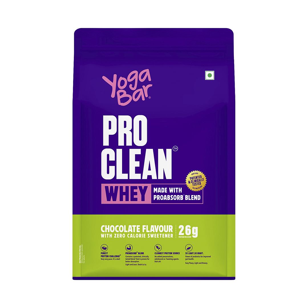 

Yogabar Pro Clean Whey Protein Powder, Chocolate Flavour, 26g Protein, Zero Calorie Sweetener