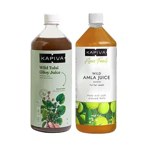 Kapiva Wild Tulsi Giloy Juice 1L + Kapiva Wild Amla Juice 1L | Boosts Immunity and Digestion | Natural Juice Pack | Immunity Boosters for Adults | No Added Sugar