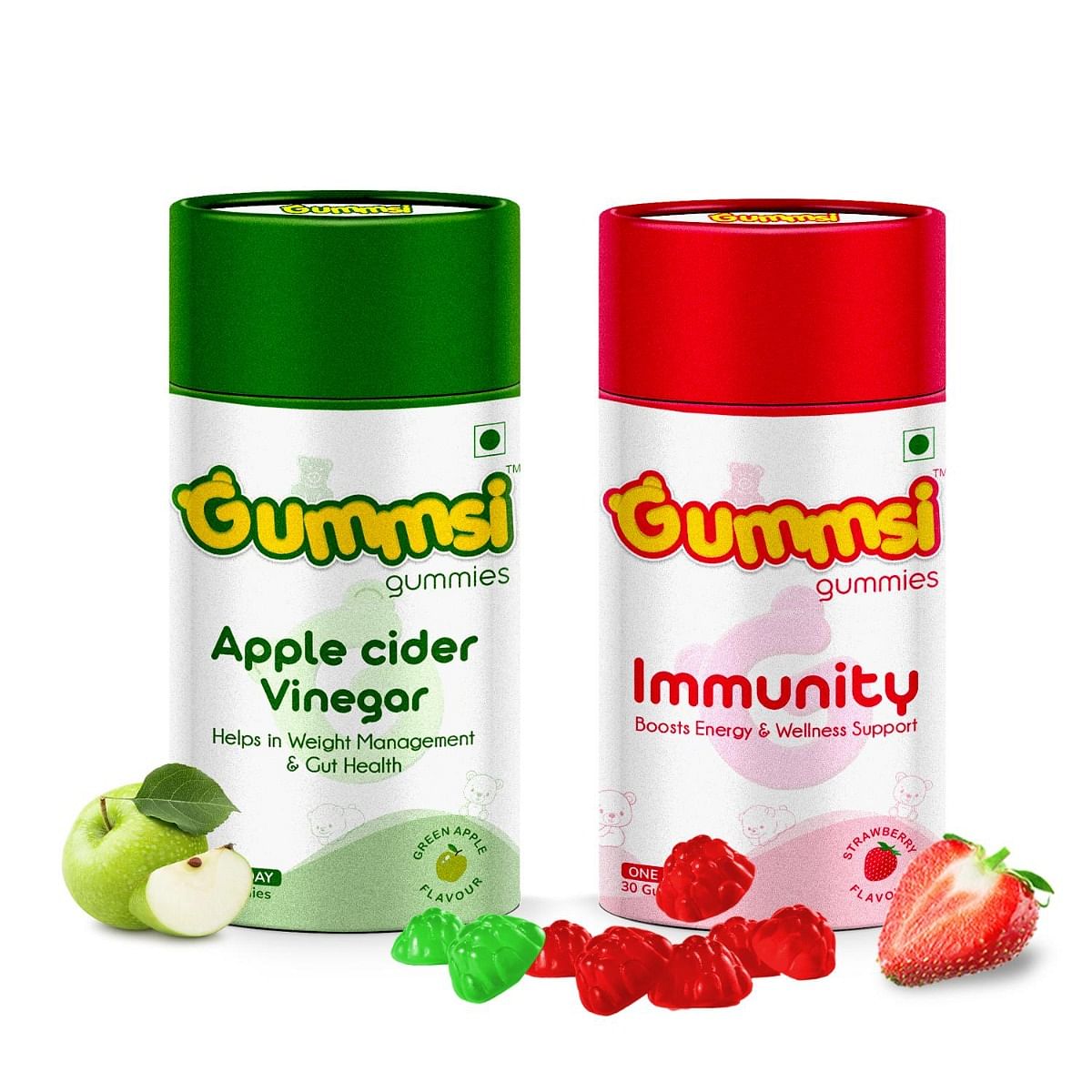 

Gummsi Apple Cider Vinegar & Immunity Booster Gummies | Weight Management, Detox & Gut Health | Improves Digestive Health | with Vitamin C, Zinc | ...