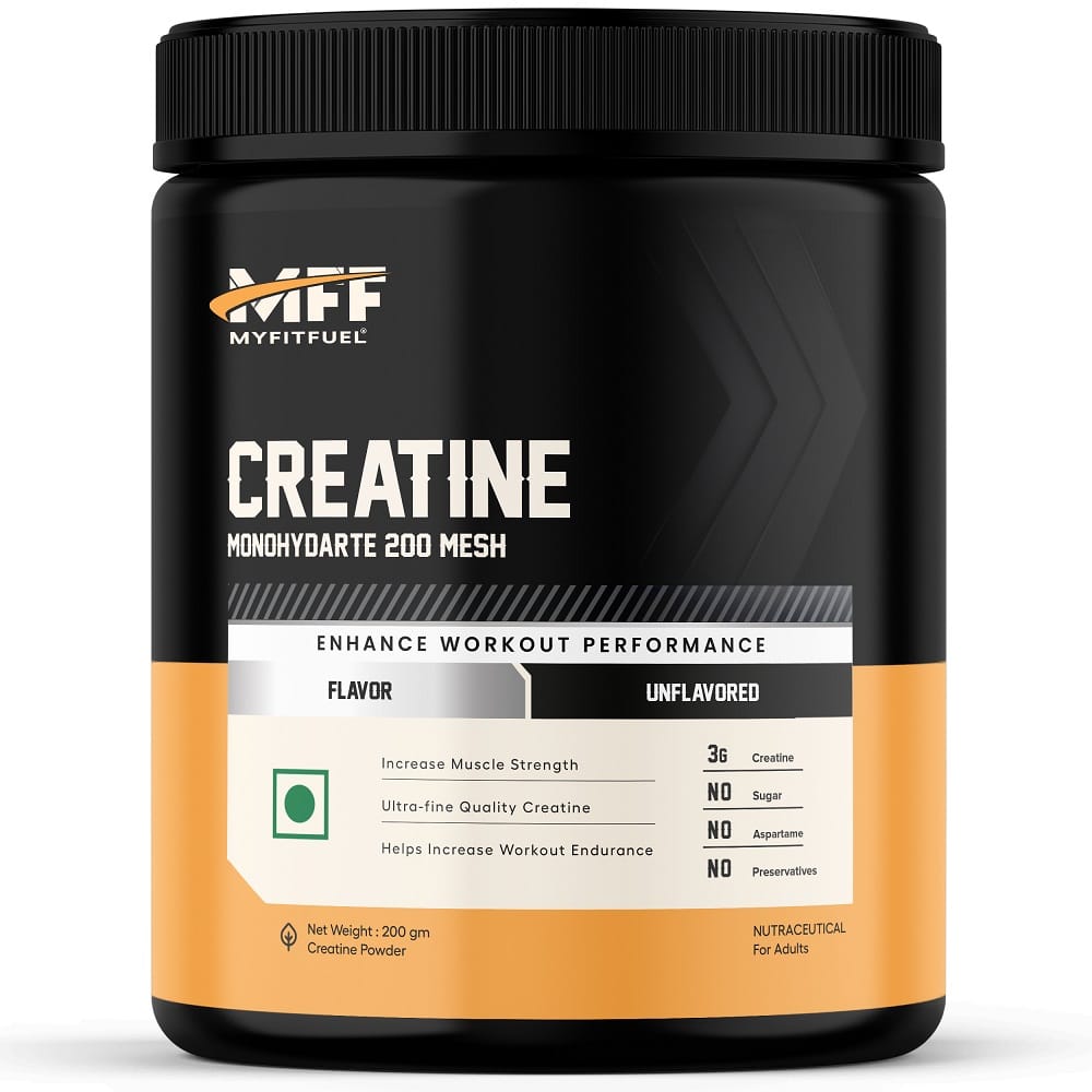 

MyFitFuel Micronized Creatine Monohydrate (200 Mesh - Easily Absorbed by Body) | 200 gm, (Natural)