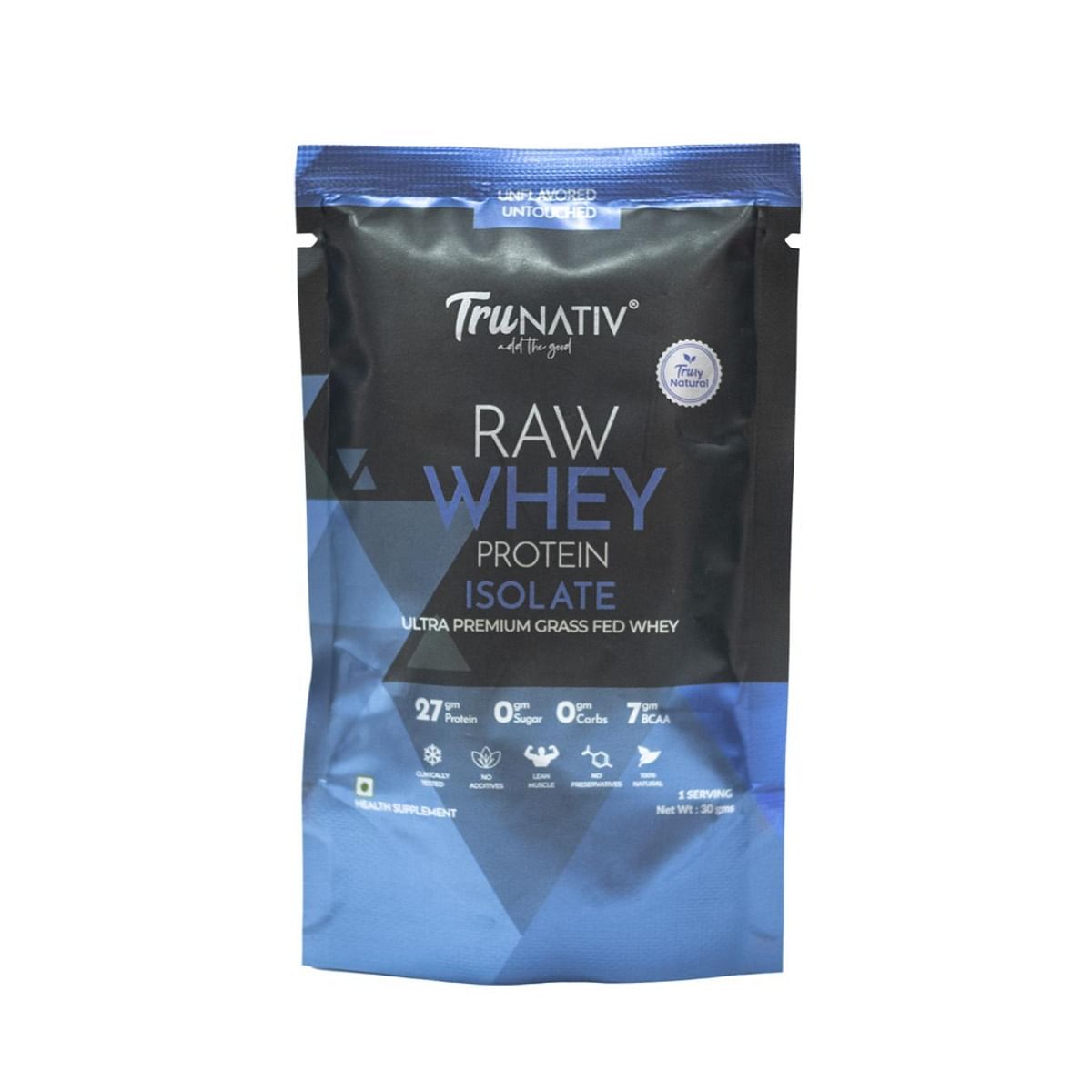 

TruNativ Raw Whey Protein Isolate Powder| 27g Protein (7g BCAA) | Enhances Lean Muscle Mass | No Added Carbs & No Added Sugar | Unflavoured 30g Pro...