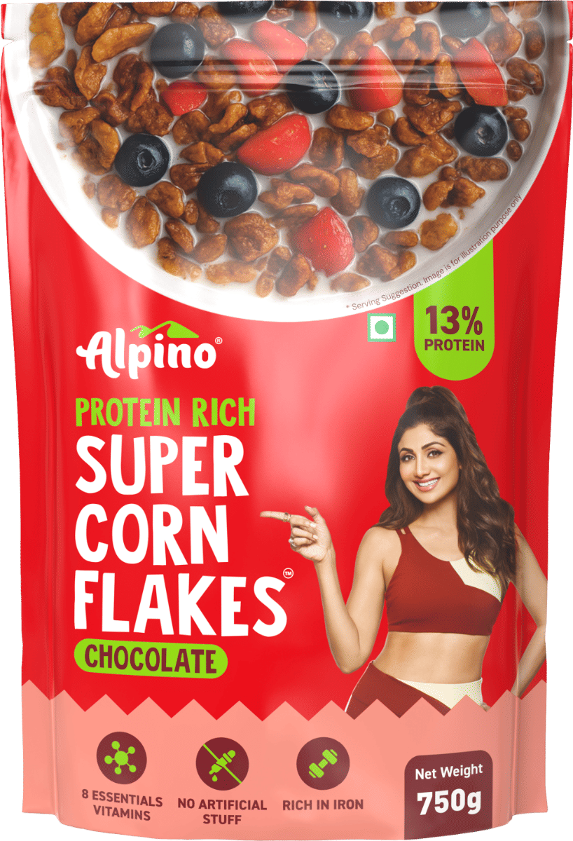 

ALPINO 13g Protein-Rich Super Corn Flakes Chocolate 750g - Natural Peanut Butter, Brown Sugar - Source of Healthy Fats & Dietary Fibre, Added Vitam...