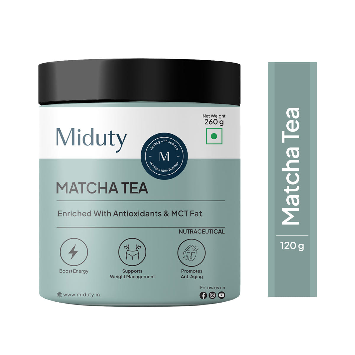 

Miduty Matcha Tea - MCT Fat - Antioxidant - Coconut Milk Powder - Anti Aging - Weight Loss - 260g