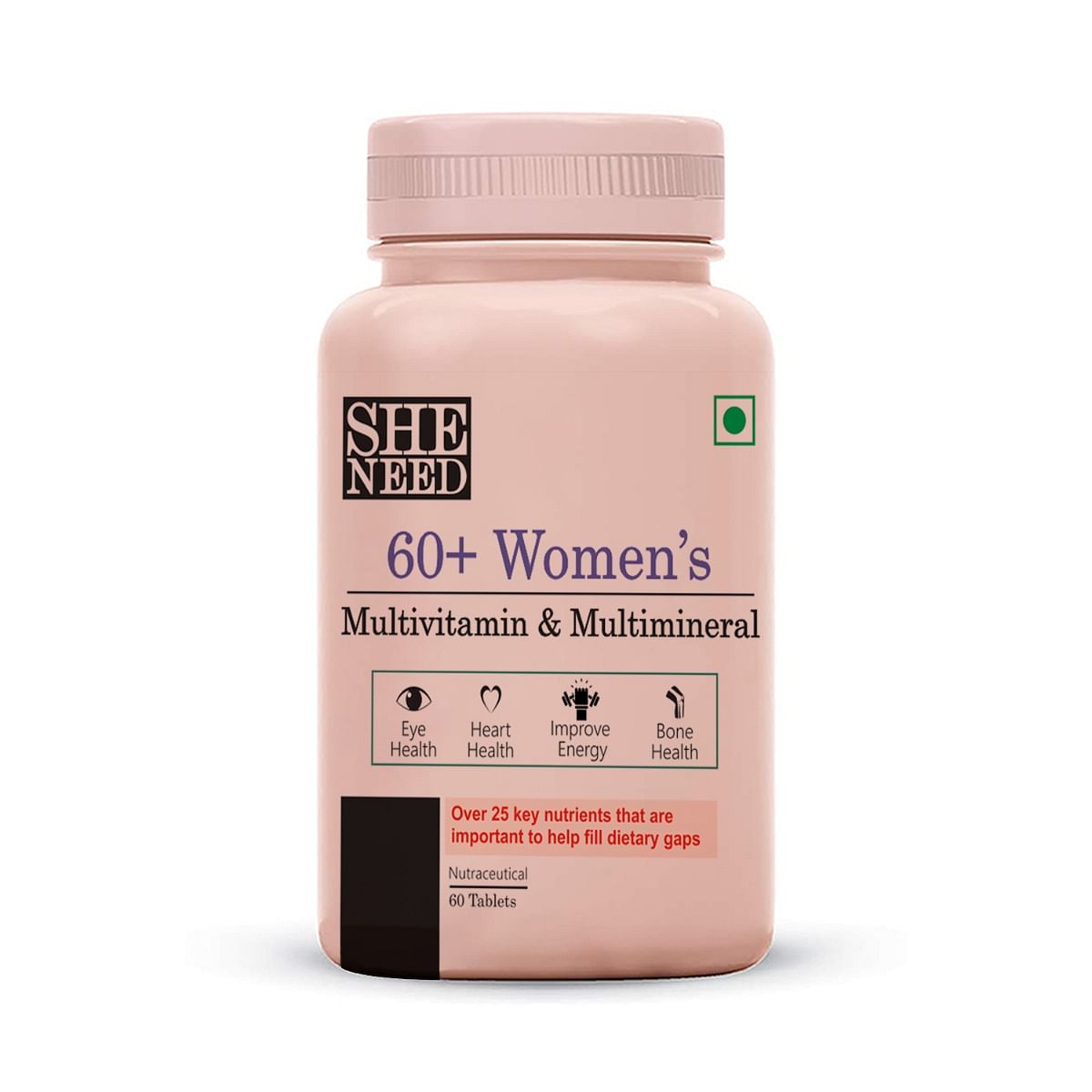 

SheNeed 60+ Multivitamins & Minerals for Women -Everyday Nutrition– 60 Tablets