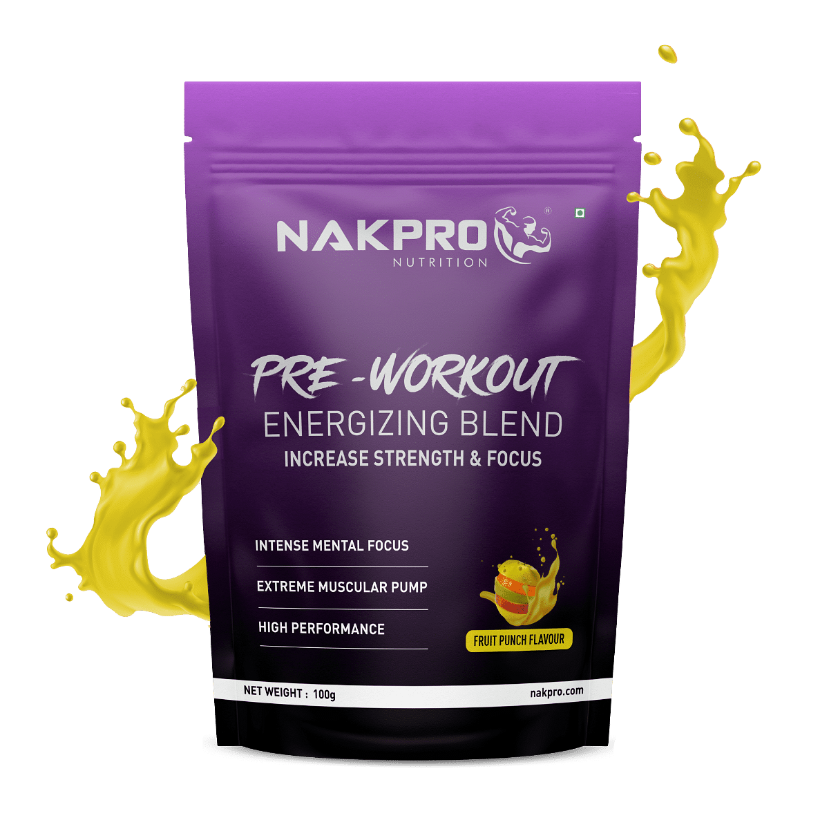 

NAKPRO Caffeine Pre-Workout Energy Supplement Powder for Men, Women | Helps in increasing Performance, Focus and Endurance - 50 Servings (Fruit Pun...