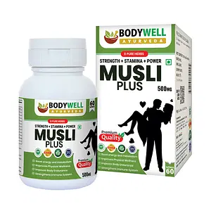 BODYWELL Musli Plus | Wellness Product for Man & Woman | Immunity, Energy & Stamina Booster | 500mg (60 Capsules)