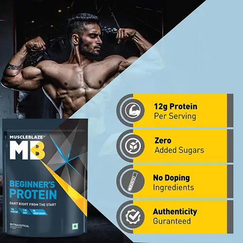 Mb Rasone Protein MuscleBlaze MB Beginner Protein 1kg | 33 Serving | 12g Protein | Muscle ...