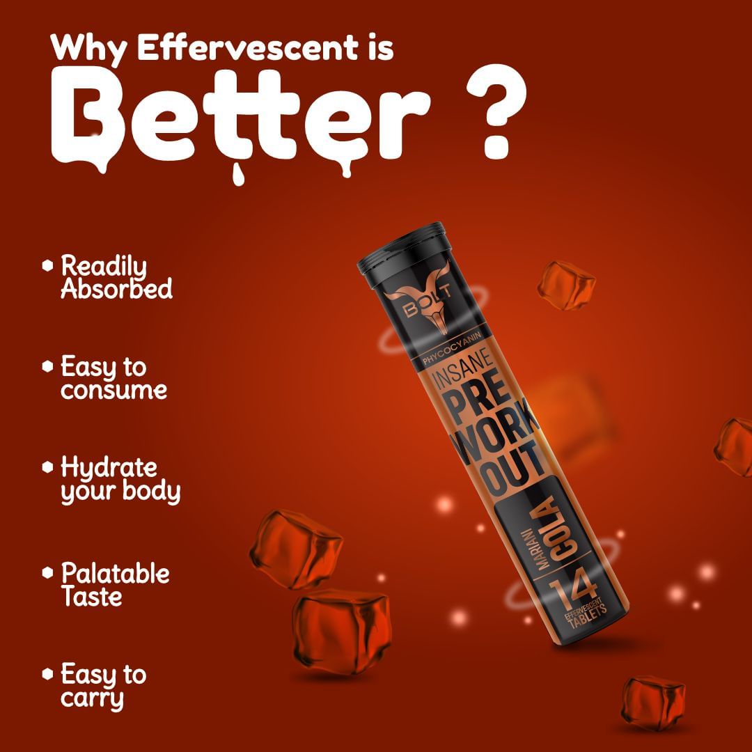 Bolt Insane PreWorkout Effervescent Tablets Mariani Cola 14