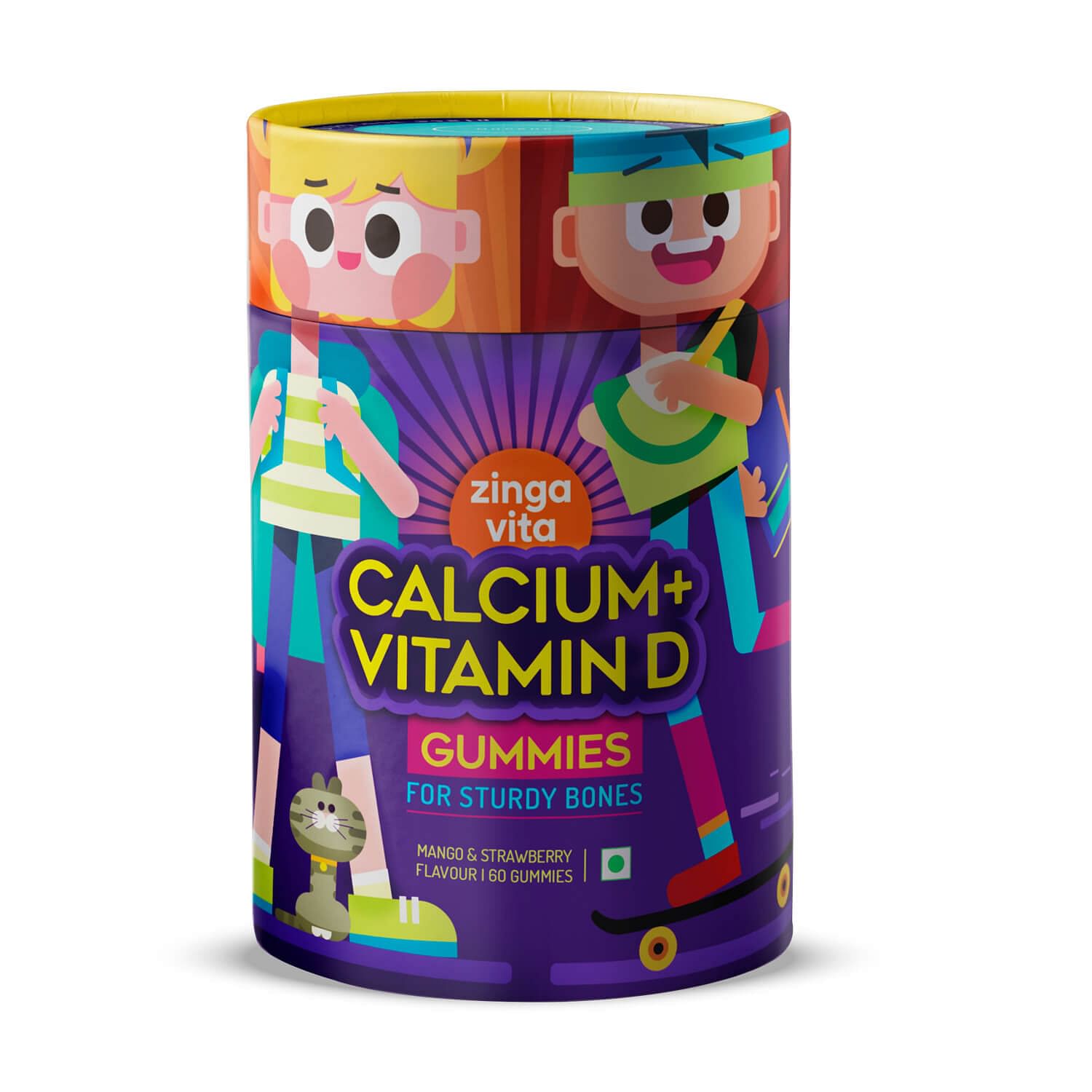 

Zingavita Calcium Vitamin D Gummies for Stronger Bones and Teeth Ideal for Milk Hater Kids