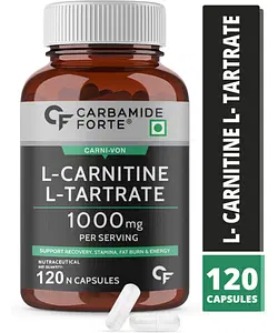 Carbamide Forte L-Carnitine L-Tartrate 1000mg | 120 Veg Capsules | Men & Women | Recovery | Stamina | Fat Burn | Energy