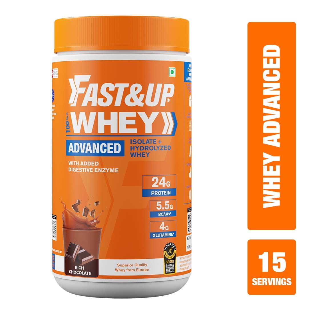 Fast & Up Whey Advanced,24g Protein with Isolate+Hydrolysed, Banned