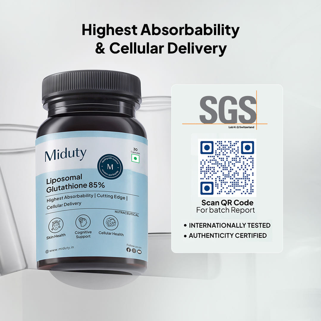 Miduty Liposomal Glutathione 85% - Skin Whitening - Anti-aging - High  Absorption - 30 capsules