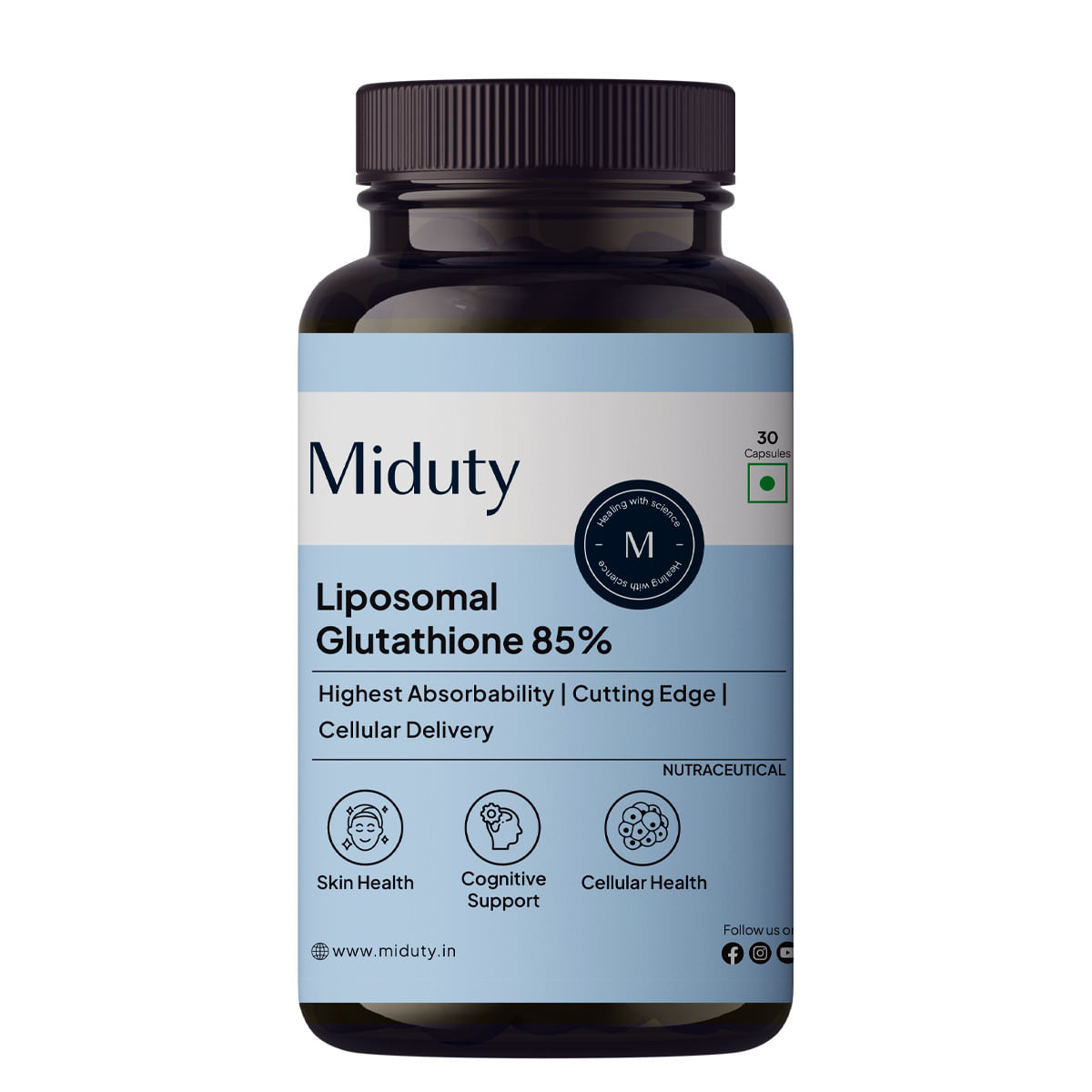 

Miduty Liposomal Glutathione 85% - Skin Whitening - Anti-aging - High Absorption - 30 capsules