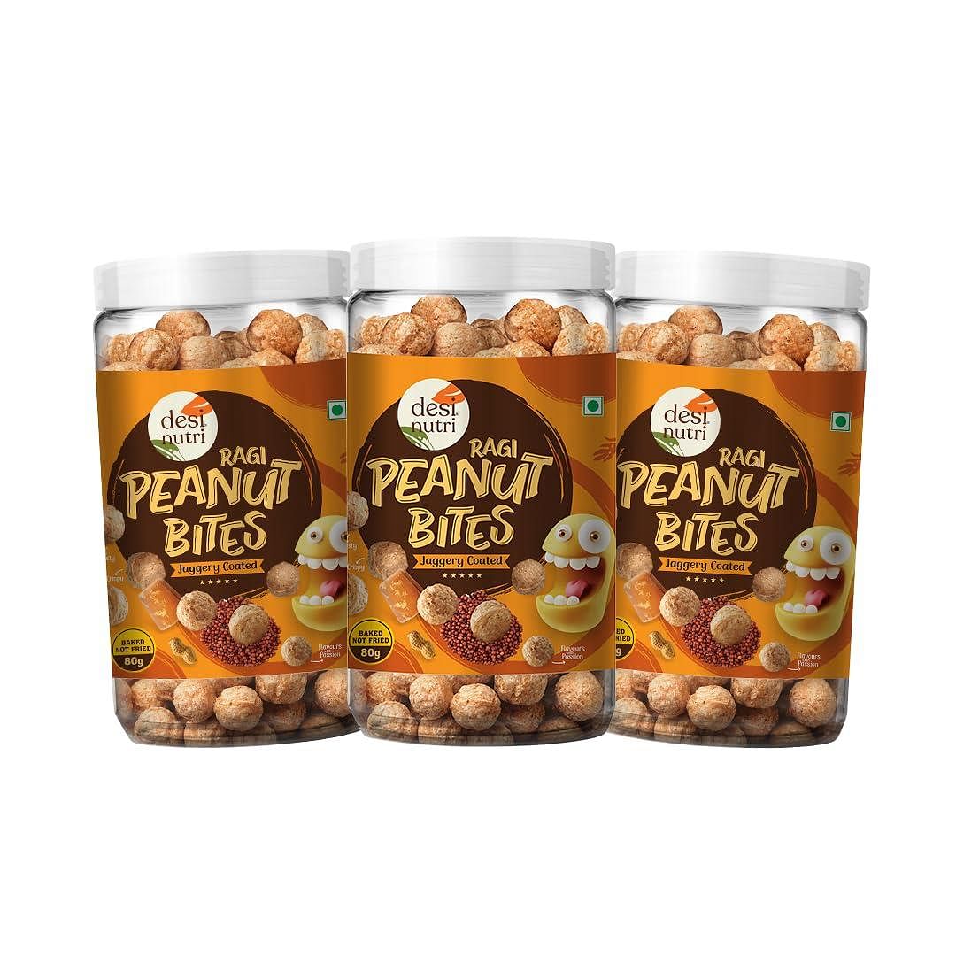 

Desi Nutri Peanut Bites Jaggery Coated Pack of 3-80 GMS Each | Ready to Eat Peanut Bites | Peanut Bites Snacks | Rich in Iron & Calcium