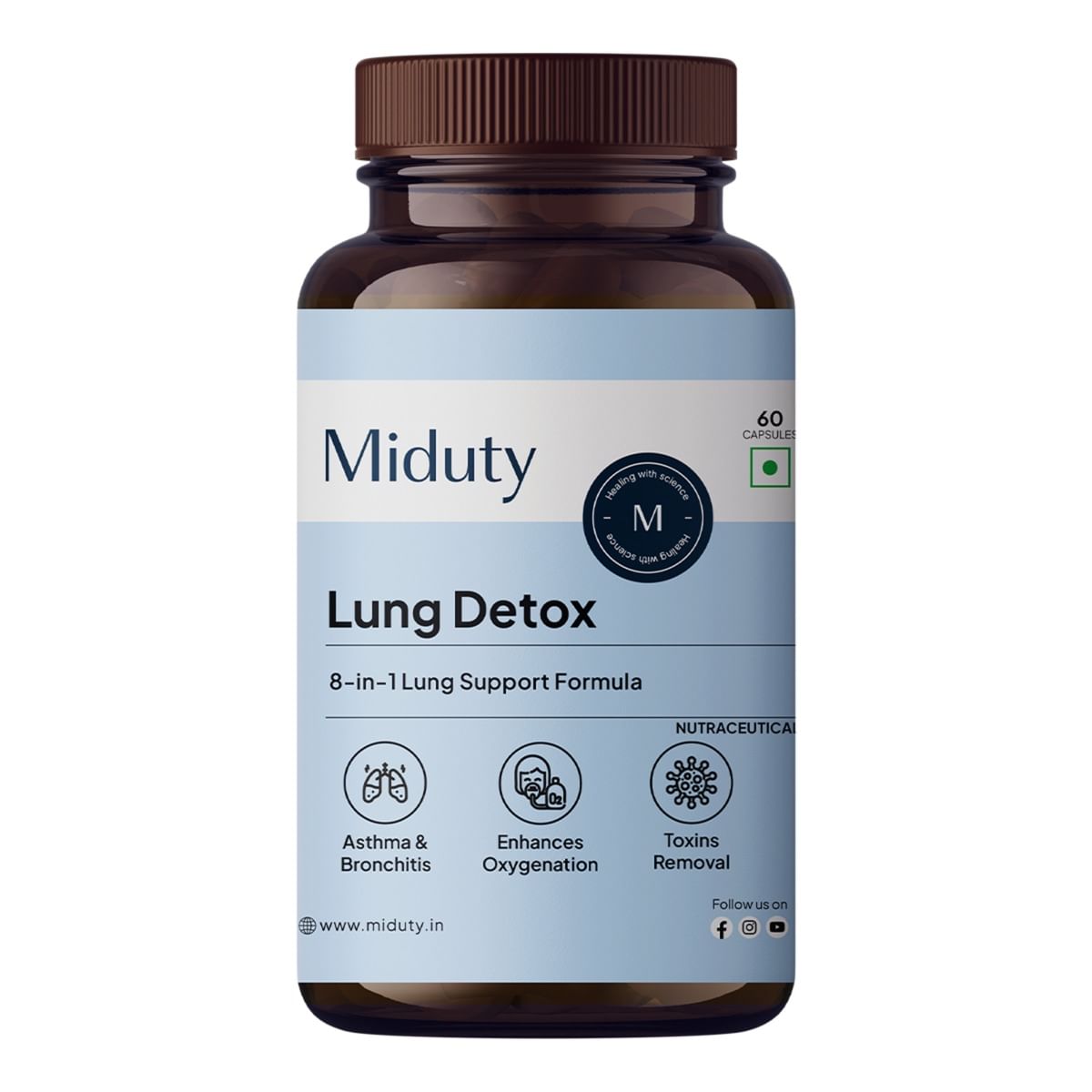 

Miduty Lung Detox - Lung Cleanse Supplement - NAC - Curcumin - Respiratory Support - 60 Capsules