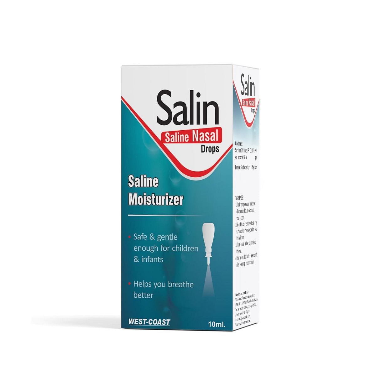 

WEST-COAST Salin Nasal Drops Safe & Gentle Enough for Children & infants| Help you Breathe Better - 10ml