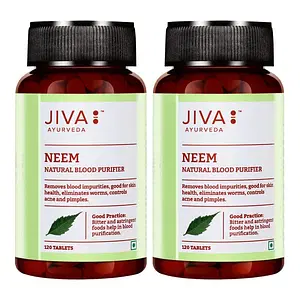 Jiva Ayurveda Neem Ayurvedic Tablets|Natural Blood Purifier|Skin Wellness|Controls Acne and Pimples|Veg Tablets|120 Tablet|Pack of 2