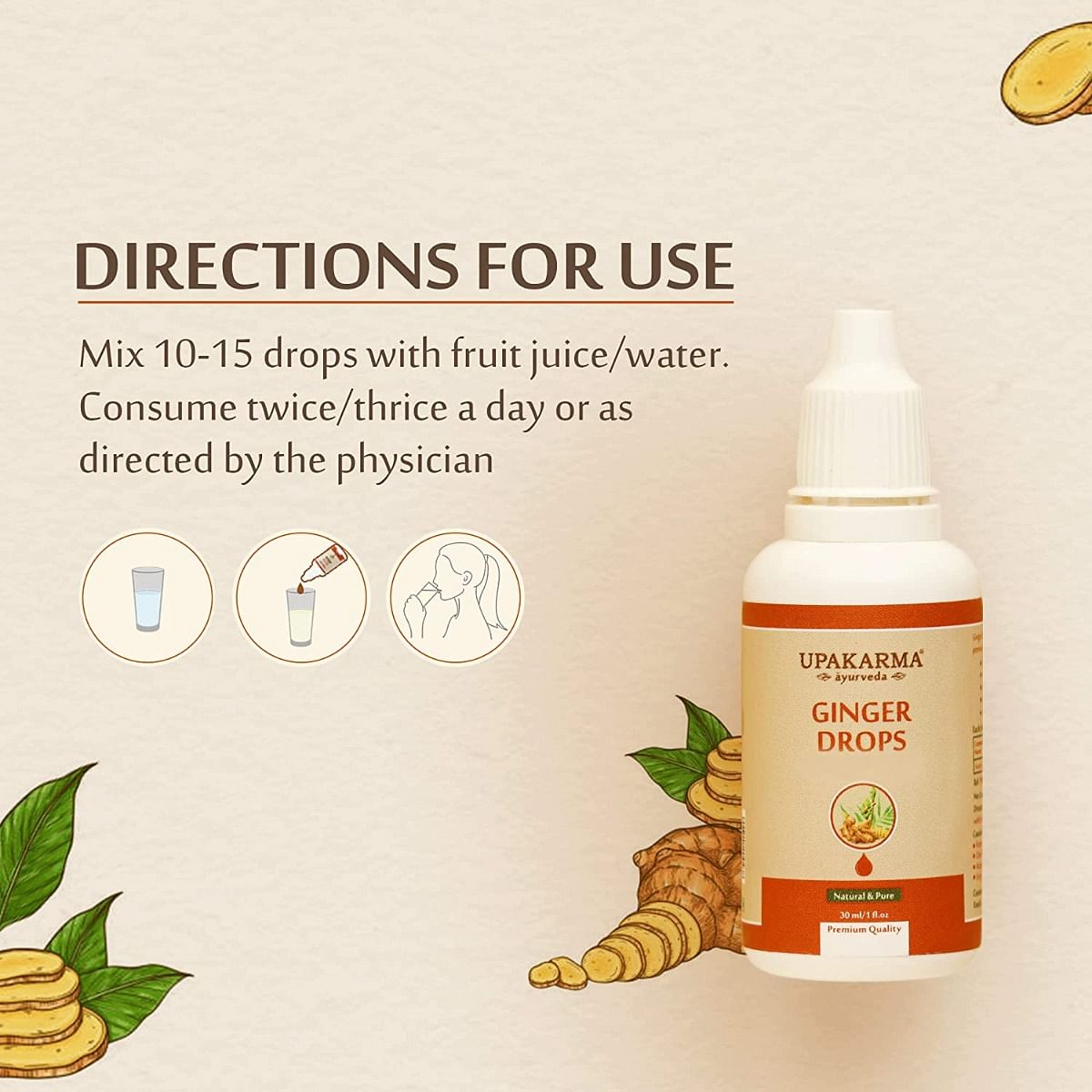 

UPAKARMA Ayurveda Ginger Drops an Ayurvedic Herb Drops to Boost Immunity and Strength- 30ml