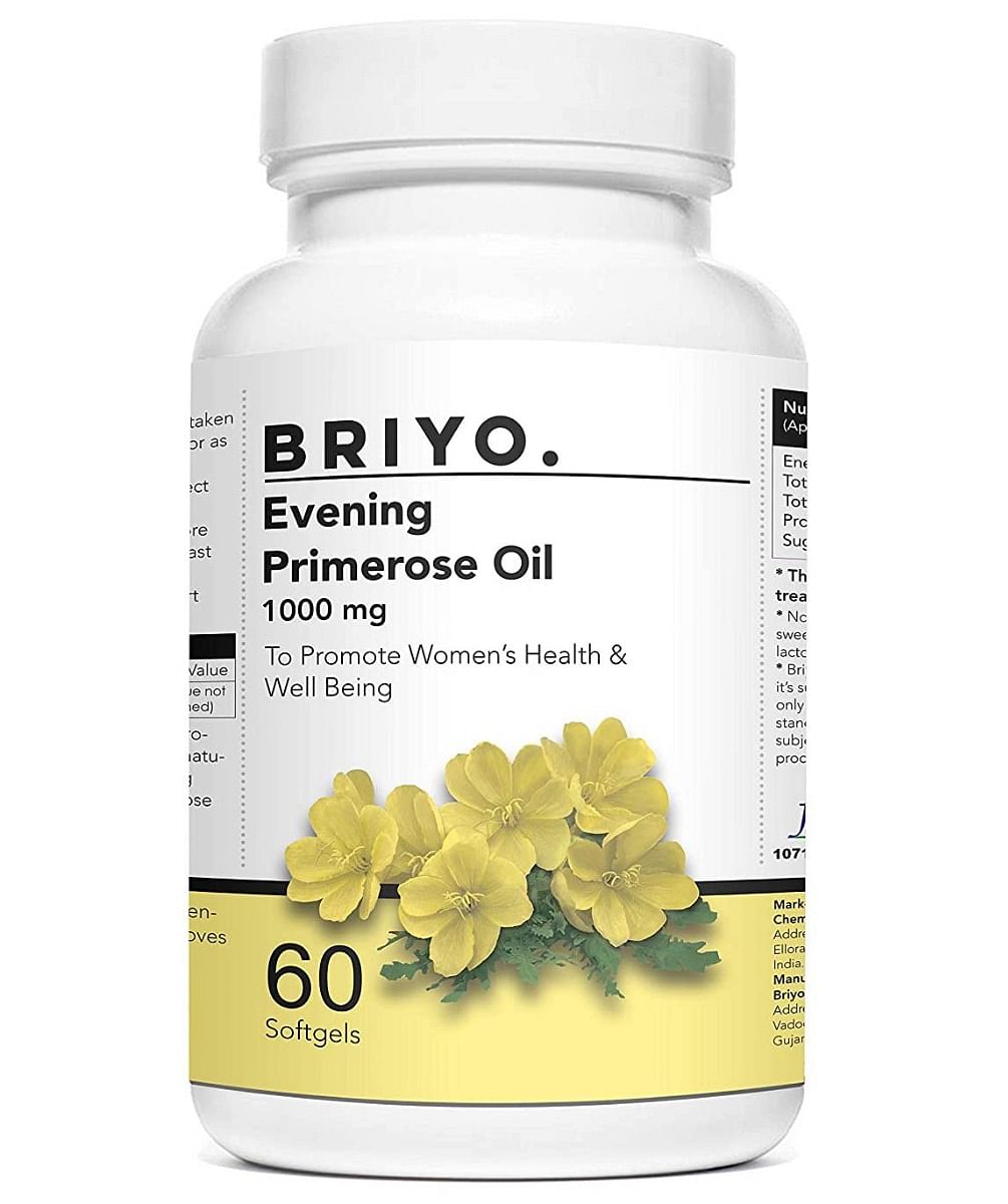 

Briyo Evening Primrose Oil For Healthy Skin Supports Hormonal Balance in Women Helpful in PMS & Menopause Natural Oil Extract 60 Capsules- 1000 mg ...