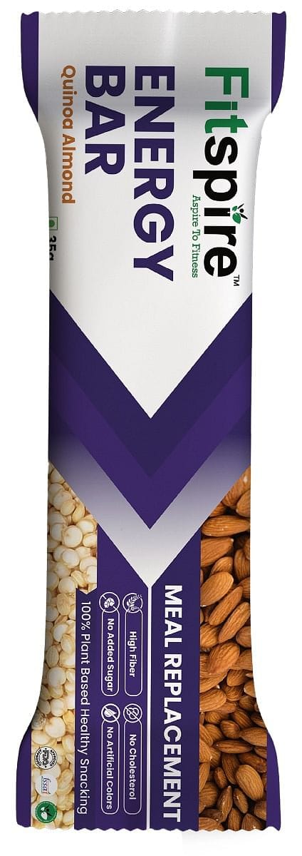 Fitspire Fit Nutrition Energy Bar | Healthy Sugar Free Protein Snack Bar with Fiber | Zero Cholesterol | Made with Almonds, Peanuts & Walnuts - Quinoa Almond-picture-28
