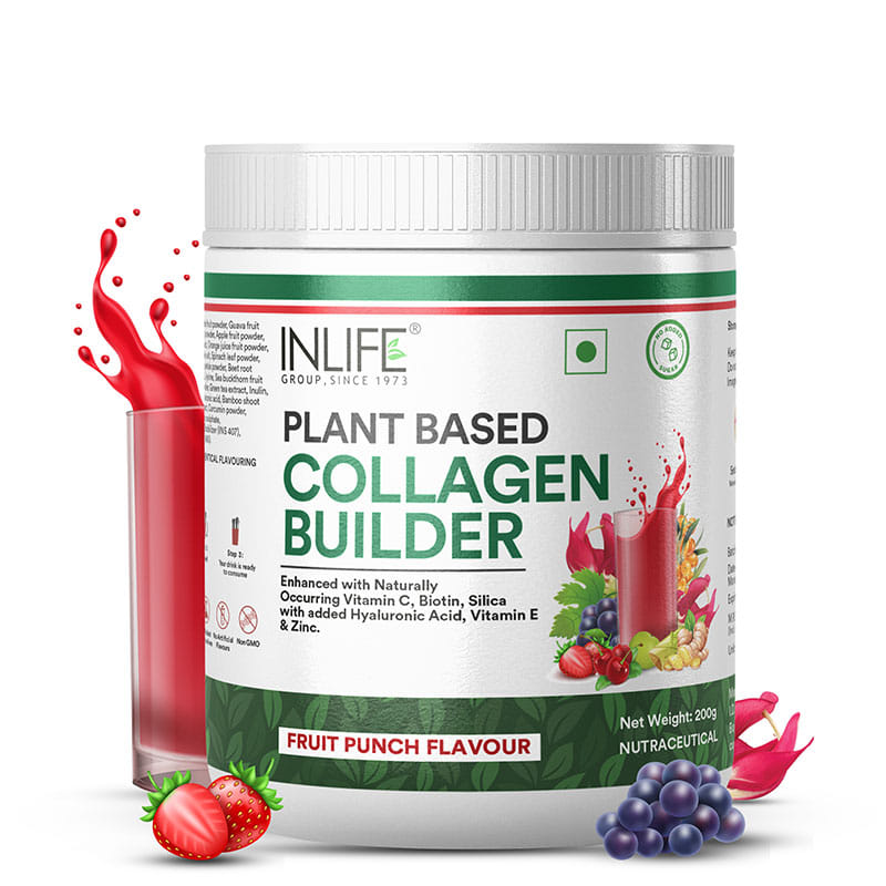 INLIFE Collagen Builder Supplements For Women and Men | Plant Based Collagen Powder for Skin & Hair with Biotin from Sesbania, Vitamin C, Silica, Hyaluronic Acid, Vitamin E, 200g (Fruit Punch)-picture-46