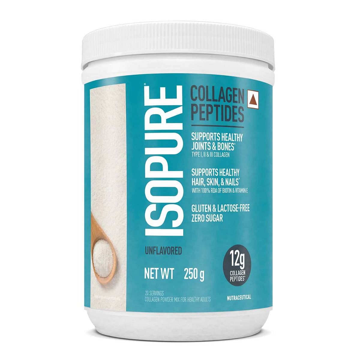 

Isopure Collagen Peptides (12g/serve)- 250g (Unflavored) with Biotin & Vit E(100% RDA) For healthy Skin, Hair, Nails, Joints, & Bones