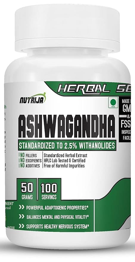 

Nutrija-Ashwagandha - Standardized to Withanoloids 2.5% - 50 grams