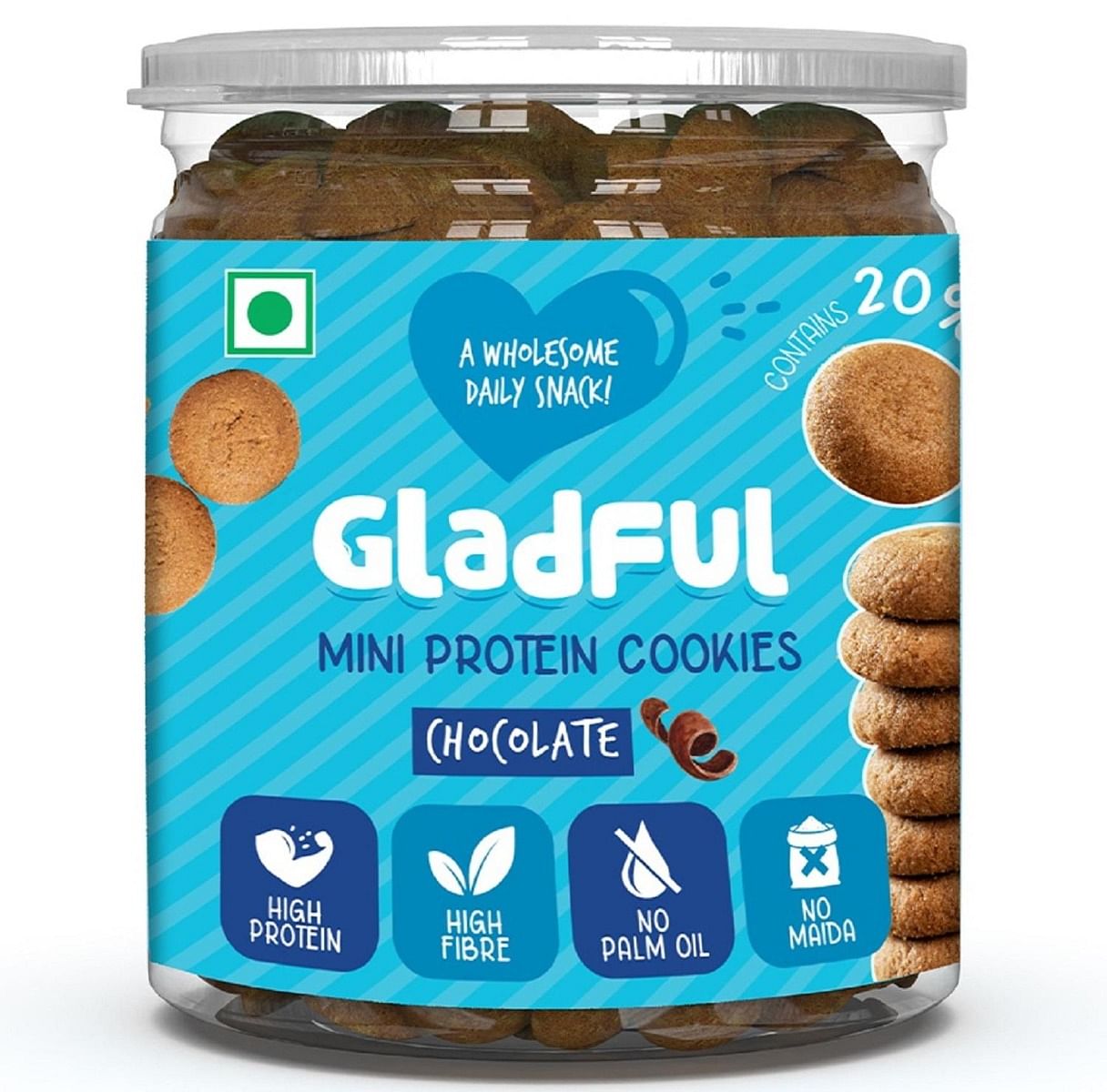 

Gladful Chocolatey Protein Mini Cookies - 1 Jar - 150 gms