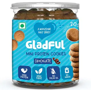 Gladful Chocolatey Protein Mini Cookies - 1 Jar - 150 gms