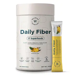 Wellbeing Nutrition Daily Fiber Organic Plant Based Prebiotic Digestive Fiber from Nuts, Seeds, Grains & Legumes Helps Control Blood Sugar Aids Digestion Pina Colada - 30 Servings