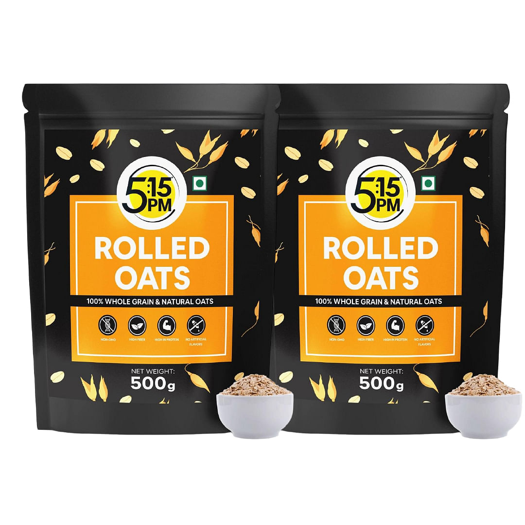 

5:15PM Rolled Oats|Gluten Free Oats for Weight Loss | Healthy Cereal Breakfast | 100% Natural Wholegrain | Rich in Beta Glucans 500g | Pack of 2