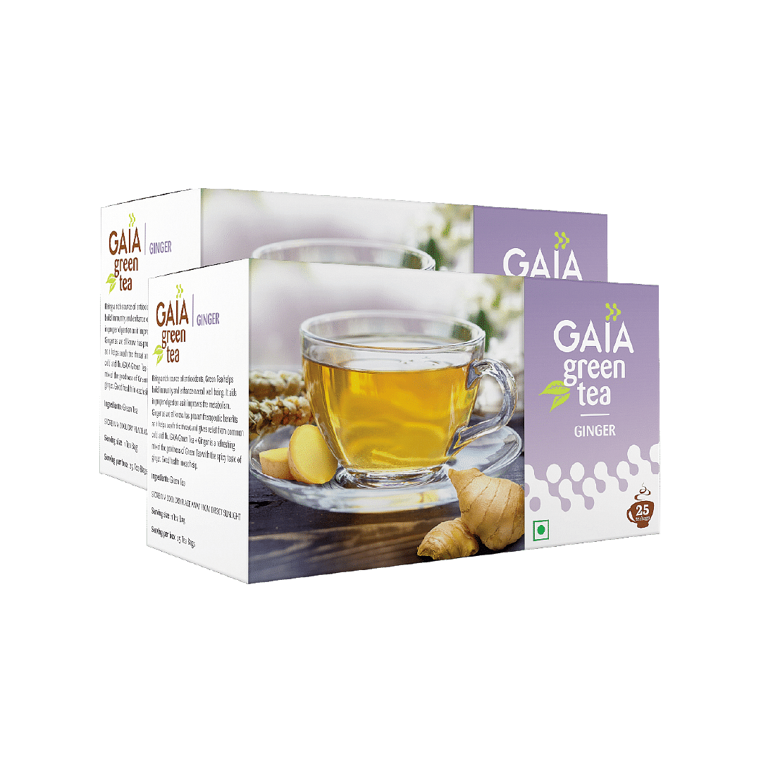 

Gaia Green Tea + Ginger-25 Tea Bags | Pack of 2