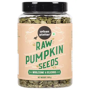 Urban Platter Raw Pumpkin Seeds, 500g (Use in Salads, Trail Mixes, Baked Goods, Granola Bars, Desserts  Keto Diet Friendly  Immunity Booster  Pepitas Seed  Healthy Superfood Snack)
