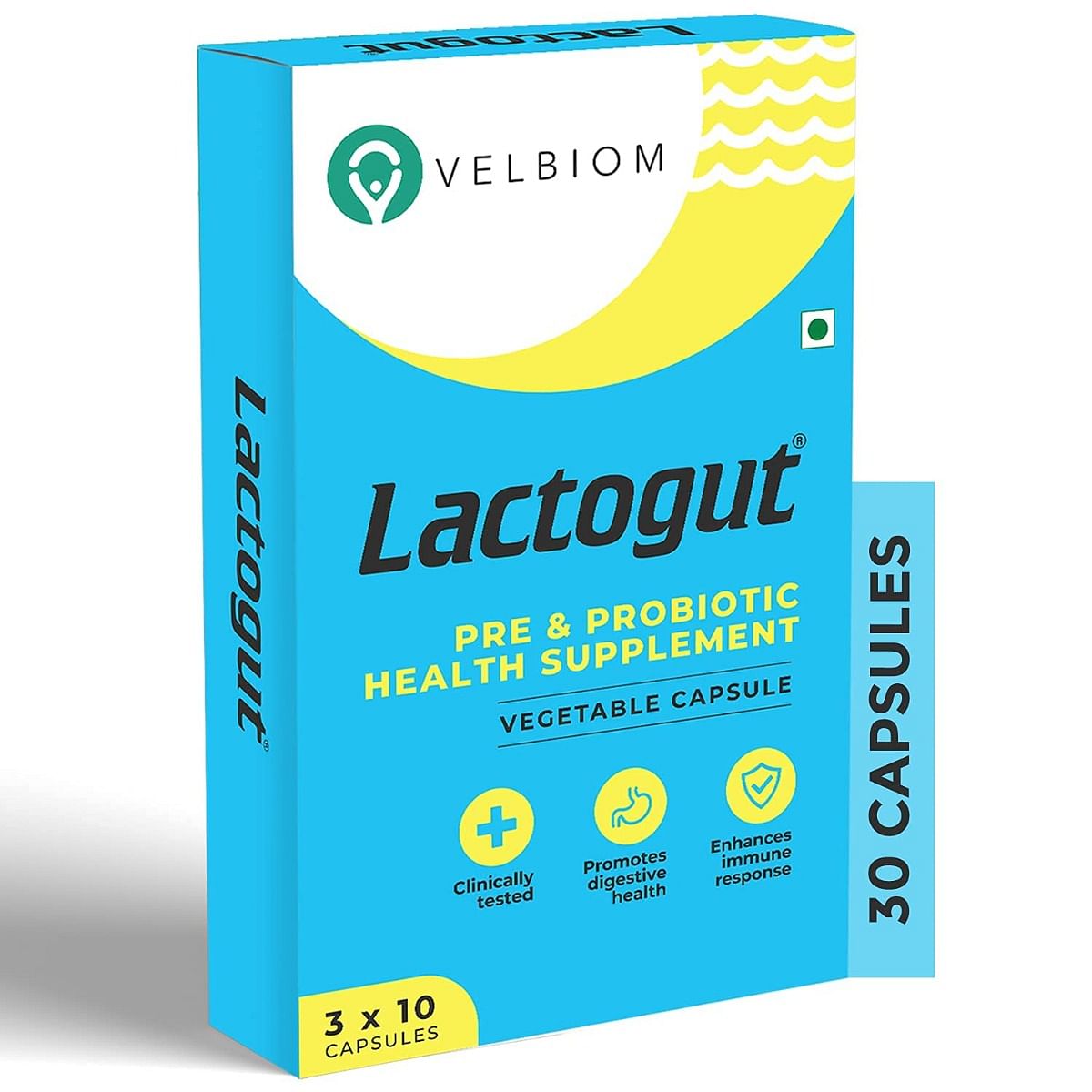 

Velbiom Lactogut | Probiotics Supplement for Digestive Health, Gut Health & Immunity |Pre-Probiotic Formula| Helps in IBS, Severe & Acute Digestive...