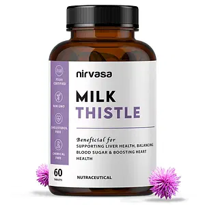 Nirvasa Milk Thistle Tablets, for Liver Detox and Cleansing, enriched with Milk Thistle Extract (20:1), Citrus bioflavonoids, Curcuma Longa, Piperine 95%, Multivitamins, L-Glutathione with many more Herbs,   Vegeterian Tablet, 1B (1 x 60 Tablets)