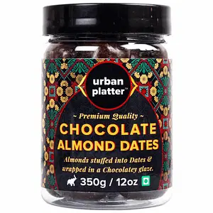Urban Platter Chocolate Almond Dates, 350g / 12oz [Almond Stuffed Dates Into Chocolate Glaze]
