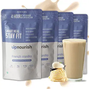 Upnourish Meal Replacement Shake, 50g, Pack of 4 | French Vanilla Weight Loss Smoothie | Dietary Supplement Rich in Proteins (21g), MCTs, Probiotics and Vitamins (4 Servings)