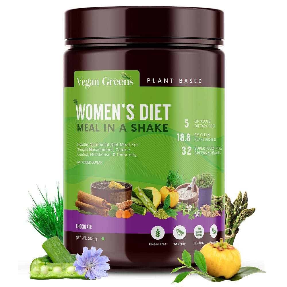 

Vegan Greens Women’s Diet Meal in a Shake With Ayurvedic Herbs- Healthy Meal Replacement Shake For Weight Management, Calorie Control Metabolism & ...