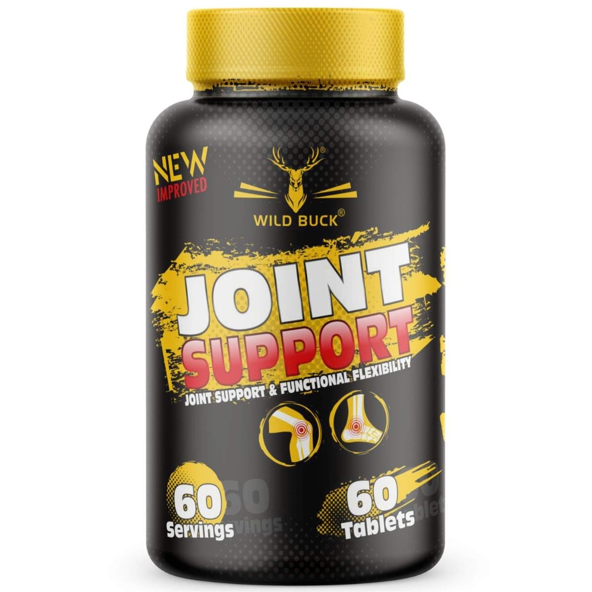 

WILD BUCK Joint Pain & Support Supplement with Boswellia, Glucosamine, Chondroitin, MSM, Vitamin D3 & Collagen Peptide (60 Tablets)